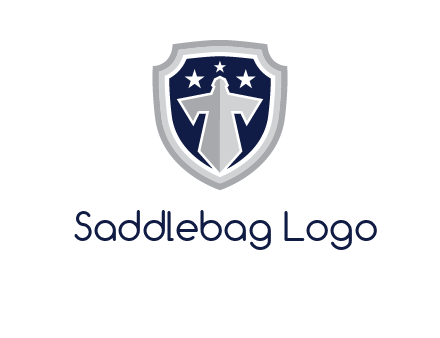 stars with sword in shield security logo