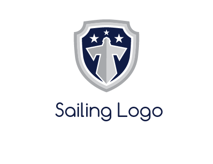 stars with sword in shield security logo