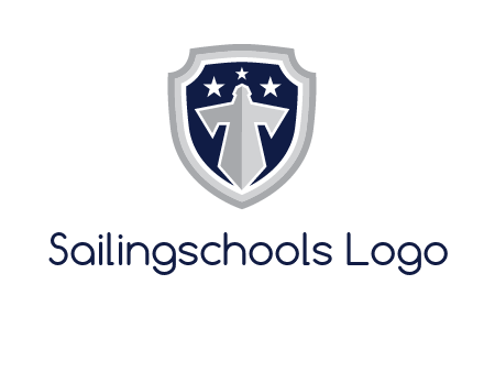 stars with sword in shield security logo