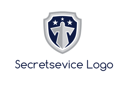 stars with sword in shield security logo