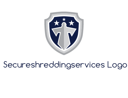 stars with sword in shield security logo