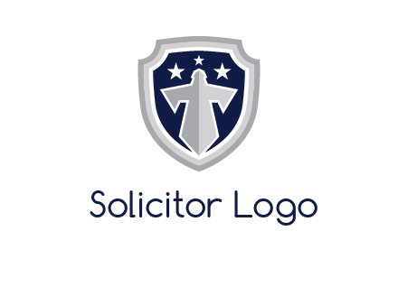 stars with sword in shield security logo