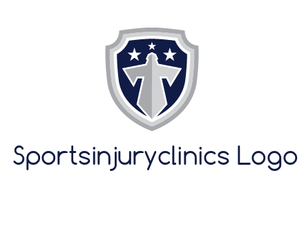 stars with sword in shield security logo