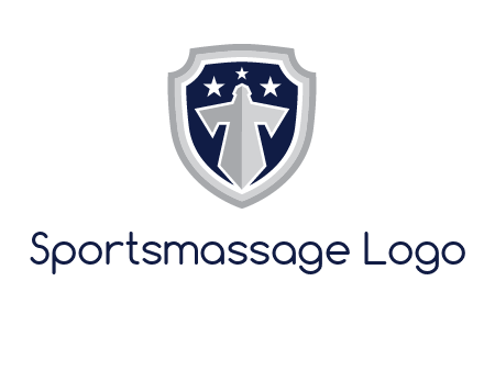 stars with sword in shield security logo