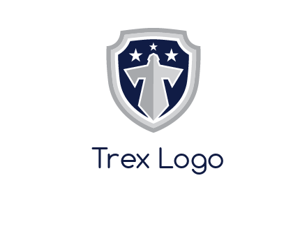 stars with sword in shield security logo