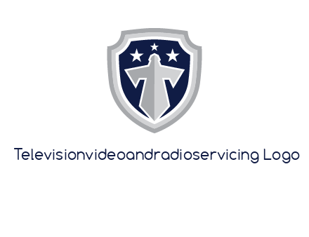 stars with sword in shield security logo