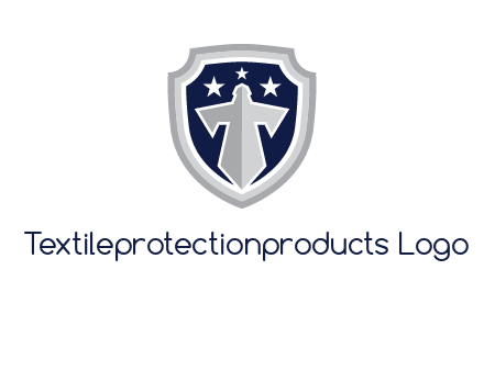 stars with sword in shield security logo