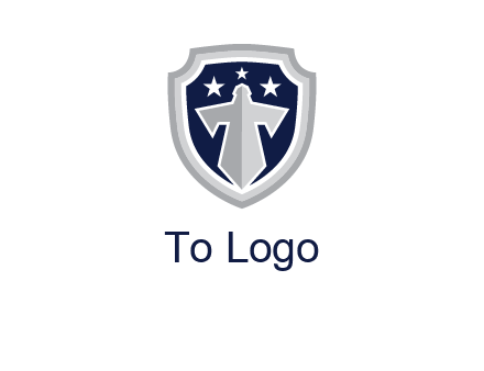 stars with sword in shield security logo
