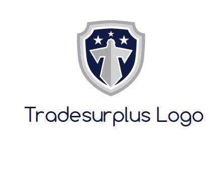 stars with sword in shield security logo