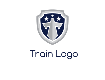 stars with sword in shield security logo