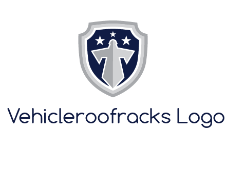 stars with sword in shield security logo