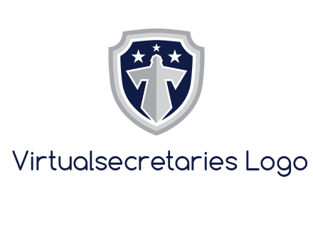 stars with sword in shield security logo