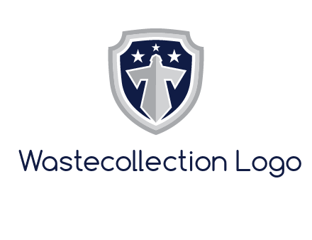 stars with sword in shield security logo