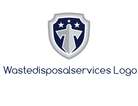 stars with sword in shield security logo
