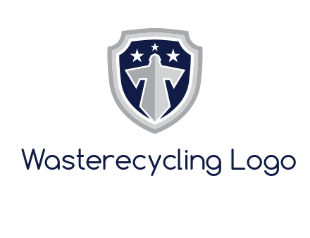 stars with sword in shield security logo