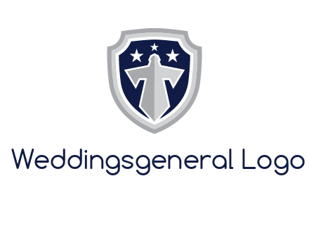 stars with sword in shield security logo