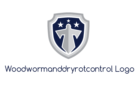 stars with sword in shield security logo