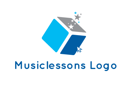 stars with 3D block logo