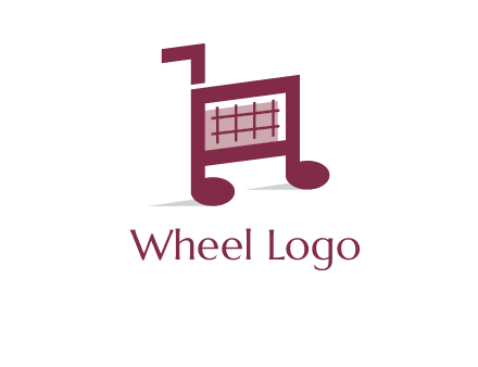 shopping cart logo with music note