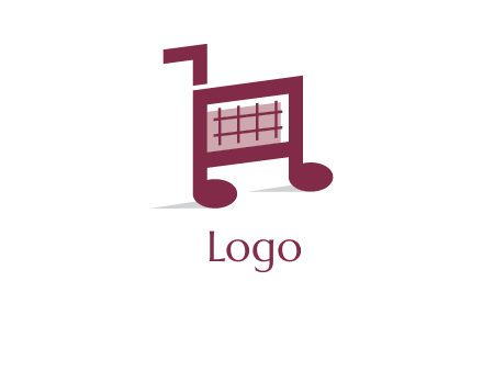 shopping cart logo with music note