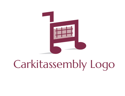 shopping cart logo with music note