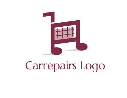 shopping cart logo with music note