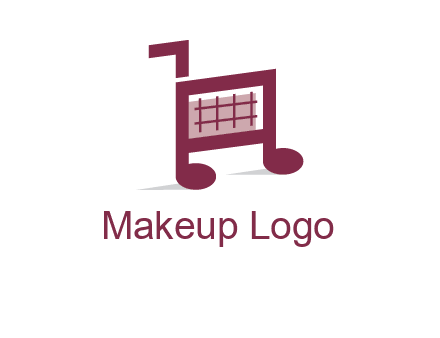 shopping cart logo with music note
