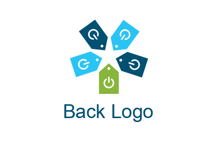 price tag with power button logo