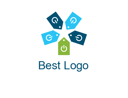 price tag with power button logo