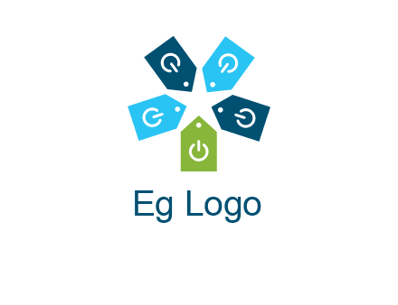 price tag with power button logo