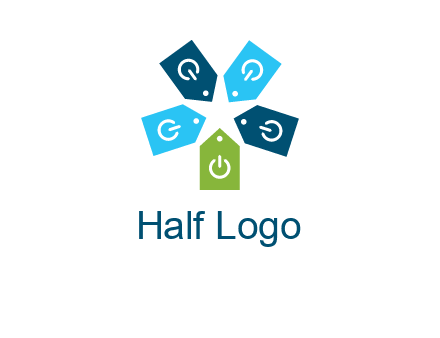 price tag with power button logo
