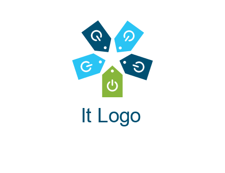 price tag with power button logo