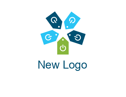 price tag with power button logo