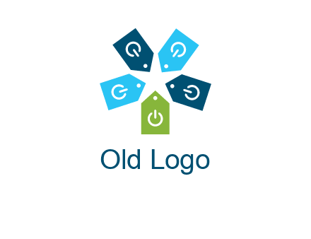 price tag with power button logo