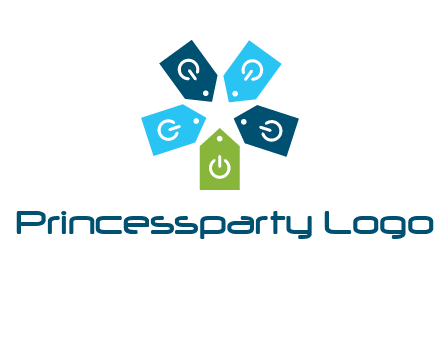 price tag with power button logo