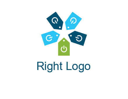 price tag with power button logo