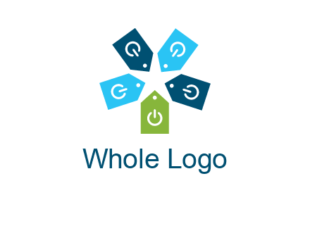 price tag with power button logo