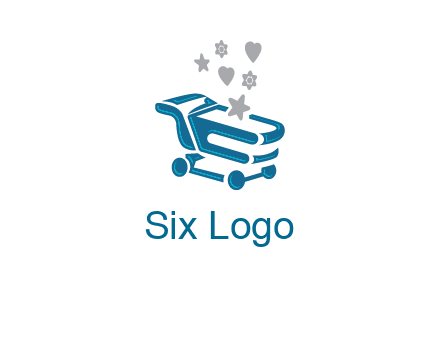 stars with shopping trolley logo