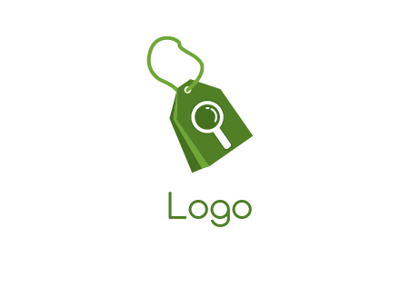shopping tag logo with search icon