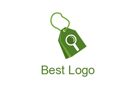 shopping tag logo with search icon