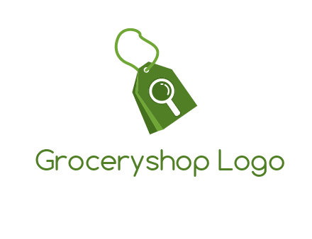 shopping tag logo with search icon