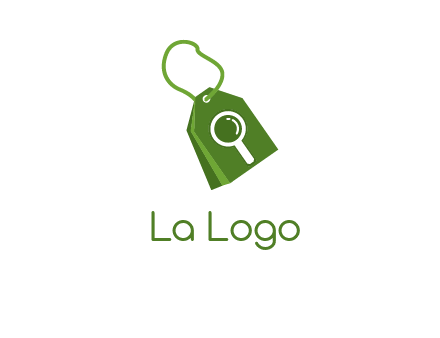 shopping tag logo with search icon