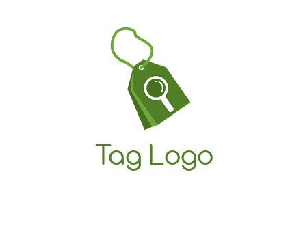 shopping tag logo with search icon