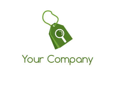 shopping tag logo with search icon
