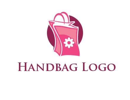 3D shopping bag in circle logo