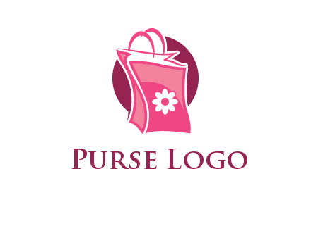 3D shopping bag in circle logo