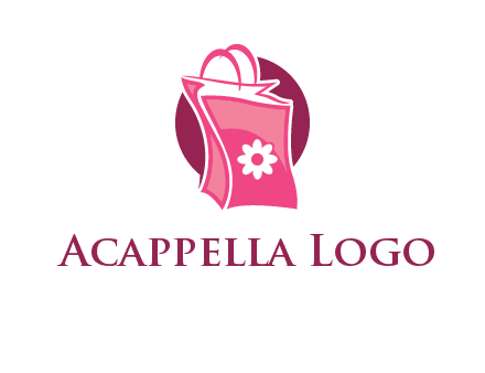 3D shopping bag in circle logo