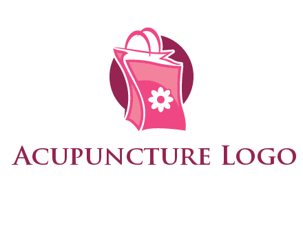 3D shopping bag in circle logo