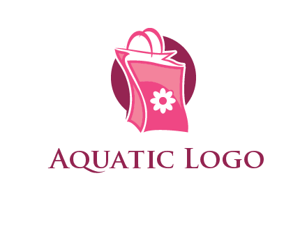 3D shopping bag in circle logo