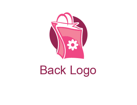 3D shopping bag in circle logo